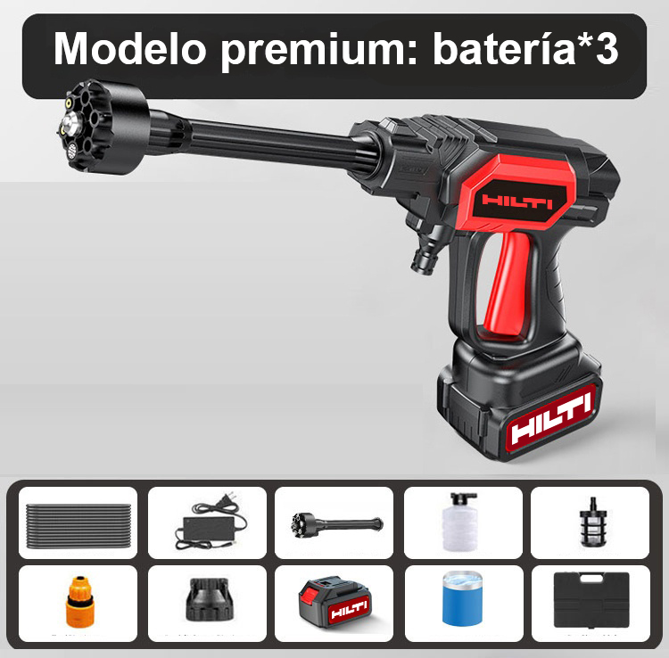 【Súper modelo de lavadora de alta presión HILTI】Alta potencia de 3200 W/batería de 96 V/distancia de pulverización de agua de 0 a 40 m: se puede utilizar hasta 15 horas después de la carga/kit de limpieza/batería de litio*3